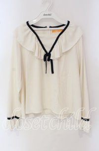 Fi.n.t / パイピングリボンラッフルカラーブラウス  アイボリー O-25-09-22-074-CA-BL-IG-ZT372