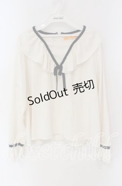 画像1: 【SALE】Fi.n.t / パイピングリボンラッフルカラーブラウス  アイボリー O-25-09-22-074-CA-BL-IG-ZT372