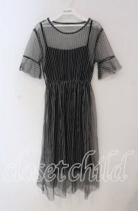 HELL CAT PUNKS / チュールストライプレイヤードワンピース F ブラック O-25-09-22-075-PU-OP-IG-ZT330