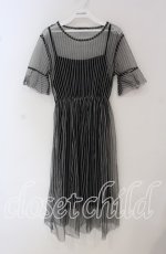 画像1: 【SALE】HELL CAT PUNKS / チュールストライプレイヤードワンピース F ブラック O-25-09-22-075-PU-OP-IG-ZT330 (1)