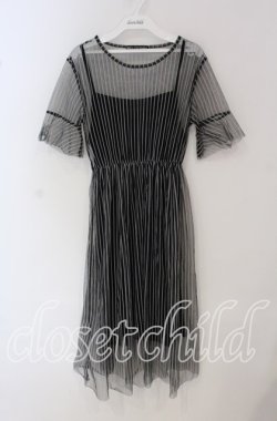 画像1: HELL CAT PUNKS / チュールストライプレイヤードワンピース F ブラック O-25-09-22-075-PU-OP-IG-ZT330