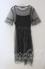 画像2: 【SALE】HELL CAT PUNKS / チュールストライプレイヤードワンピース F ブラック O-25-09-22-075-PU-OP-IG-ZT330 (2)