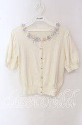 Secret Honey / 半袖パンジーカーディガン  アイボリー O-25-09-22-078-CA-TO-IG-ZT268