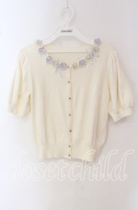 Secret Honey / 半袖パンジーカーディガン  アイボリー O-25-09-22-078-CA-TO-IG-ZT268