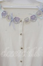 画像2: 【SALE】Secret Honey / 半袖パンジーカーディガン  アイボリー O-25-09-22-078-CA-TO-IG-ZT268 (2)