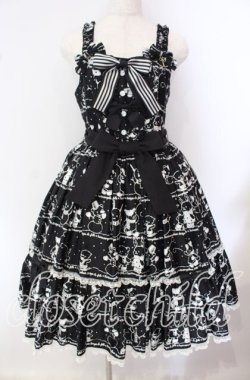 画像1: metamorphose / なかよしゆきあそびハイウエストジャンパースカート  クロ O-25-09-22-011-ME-OP-IG-OS
