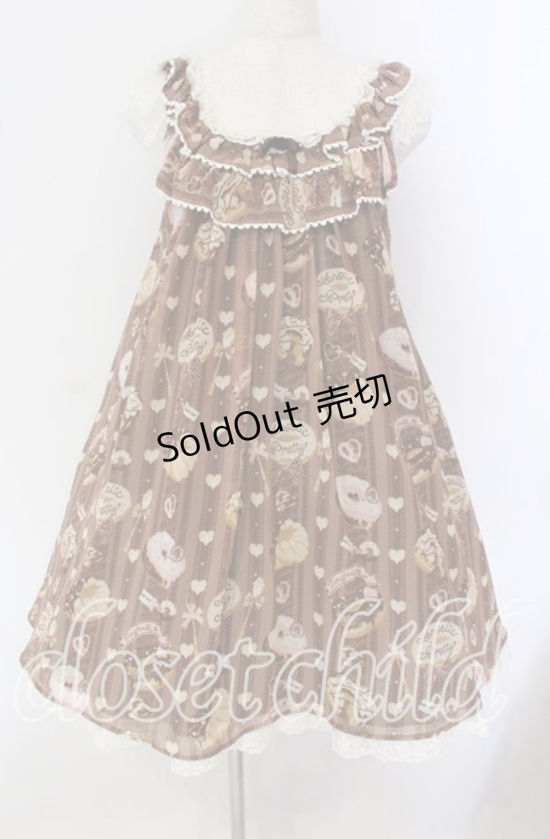 画像1: Angelic Pretty / Melty Creamドーナツラウンドジャンパースカート  ブラウン O-25-09-22-016-AP-OP-OW-OS (1)