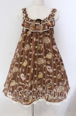 画像1: Angelic Pretty / Melty Creamドーナツラウンドジャンパースカート  ブラウン O-25-09-22-016-AP-OP-OW-OS