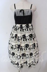 Emily Temple cute / pippiフロッキーptサロンワンピース  アイボリー×クロ O-25-09-22-020-ET-OP-OW-ZT382