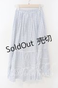 merry jenny / イレギュラーチェックスカート  サックス×シロ O-25-09-23-036-LO-SK-IG-OS