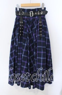 画像1: LISTEN FLAVOR / ハーネスベルト付きマキシスカート  ブルーチェック O-25-09-23-037-PU-SK-IG-OS