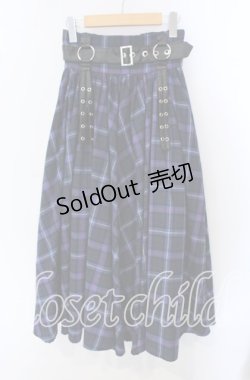 画像1: LISTEN FLAVOR / ハーネスベルト付きマキシスカート  ブルーチェック O-25-09-23-037-PU-SK-IG-OS
