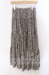 KANEKO ISAO / ツタ柄ティアードスカート  ブルー O-25-09-23-045-EL-SK-OW-ZT156