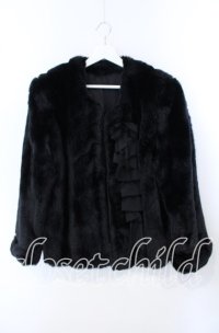 KANEKO ISAO / リボンモチーフ使いフェイクファーコート  クロ O-25-09-23-047-EL-CO-OW-ZT-C016