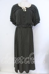 KANEKO ISAO / レース襟ドットワンピース  クロ×アイボリー O-25-09-23-049-EL-OP-OW-ZT057