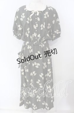 画像1: KANEKO ISAO / ドットリボン柄ワンピース  クロ×アイボリー O-25-09-23-050-EL-OP-OW-ZT057