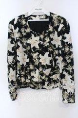 INGEBORG / 百合柄ノーカラージャケット  クロ O-25-09-23-053-LO-JA-OW-ZI