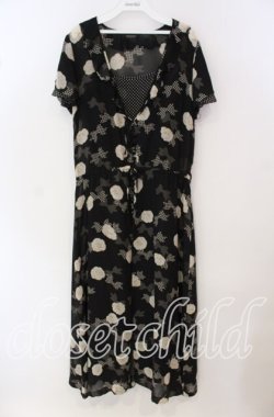 画像1: INGEBORG / 花＆ドットリボンアンサンブルワンピース M クロ O-25-09-23-054-LO-OP-OW-OS