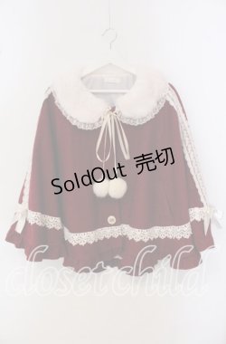 画像1: Bon21Hiz / ファーカラーケープコート  アカ×薄ピンク O-25-09-23-061-LO-CO-IG-OS