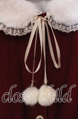 画像2: Bon21Hiz / ファーカラーケープコート  アカ×薄ピンク O-25-09-23-061-LO-CO-IG-OS