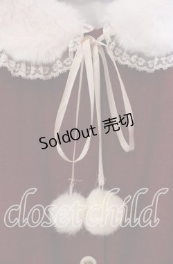 画像2: Bon21Hiz / ファーカラーケープコート  アカ×薄ピンク O-25-09-23-061-LO-CO-IG-OS