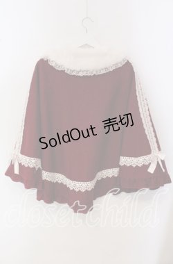 画像4: Bon21Hiz / ファーカラーケープコート  アカ×薄ピンク O-25-09-23-061-LO-CO-IG-OS