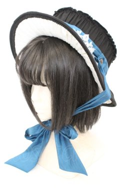 画像1: HoshibakoWorks / 深澤翠コラボレーションハット型ボンネット  クロ×ブルー O-25-09-23-1043-LO-AC-IG-OS