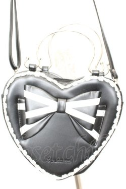 画像1: BABY,THE STARS SHINE BRIGHT / リボンハートBag  クロ×シロ O-25-09-23-1004-BA-BG-IG-OS
