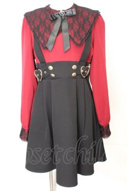 画像1: DearMyLove / あめちゃんモデルワンピース M ワイン×ブラック O-25-09-23-1054-EL-OP-IG-OS