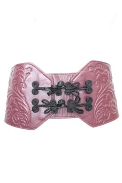 画像1: axes femme / チャイナボタン太ゴムベルト  ワイン O-25-09-23-1007-AX-ZA-OW-OS