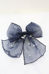 axes femme / テレスコープ装飾ヘアクリップ  ネイビー O-25-09-23-1017-AX-AC-OW-ZT394-F004