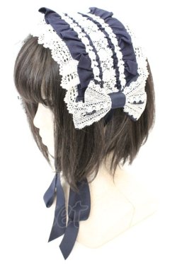 画像1: ALICE and the PIRATES / ミランダヘッドドレス  ネイビー×シロ O-25-09-23-1040-PA-AC-IG-OS