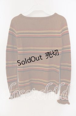 画像2: 【SALE】E hyphen world gallery PEACE / マルチボーダーリブプルオーバー  キャメル O-25-09-23-068-LO-TO-IG-ZT362