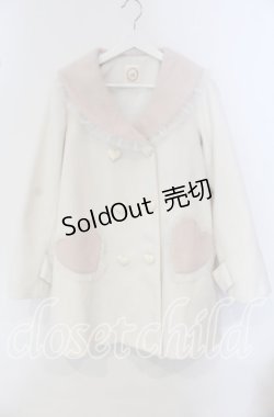 画像1: Ank Rouge / シャギーハートコート  オフ×ピンク O-25-09-23-071-CA-CO-IG-OS