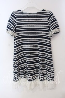 画像3: axes femme / モチーフレース使いボーダーサマーニット M ネイビー×シロ O-25-09-23-078-AX-TO-OW-OS