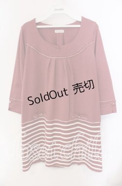 画像1: axes femme / ムジ×ボーダードッキングワンピース M ピンク O-25-09-23-079-AX-OP-OW-OS