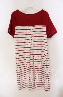 画像2: axes femme / モチーフレース切り替えボーダーチュニ M アカ×キナリ O-25-09-23-080-AX-TO-OW-OS