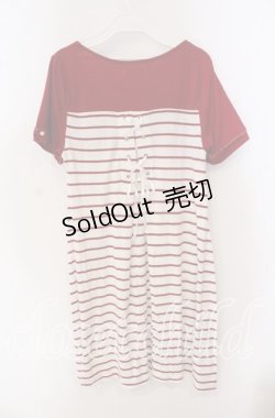 画像2: 【SALE】axes femme / モチーフレース切り替えボーダーチュニ M アカ×キナリ O-25-09-23-080-AX-TO-OW-ZT300