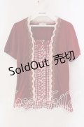 axes femme / ギンガム切り替えプルオーバー M アカ O-25-09-23-081-AX-TO-OW-OS