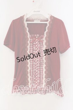 画像1: axes femme / ギンガム切り替えプルオーバー M アカ O-25-09-23-081-AX-TO-OW-OS