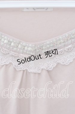 画像2: axes femme / レースラメ刺繍カットソー M ピンク O-25-09-23-082-AX-TO-OW-OS
