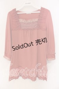 axes femme / ラインストーン使い裾チュールトップス M ピンク O-25-09-23-083-AX-TO-OW-ZT029