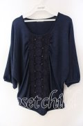 axes femme / モチーフレース使いニットソー M ネイビー O-25-09-23-087-AX-TO-OW-OS