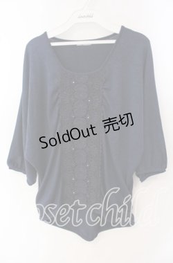 画像1: axes femme / モチーフレース使いニットソー M ネイビー O-25-09-23-087-AX-TO-OW-OS