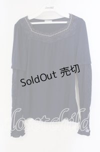 axes femme / レース配色Tシャツ M ネイビー O-25-09-23-088-AX-TO-OW-OS