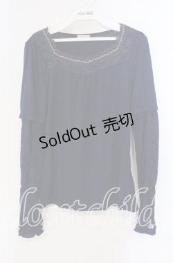 画像1: axes femme / レース配色Tシャツ M ネイビー O-25-09-23-088-AX-TO-OW-OS