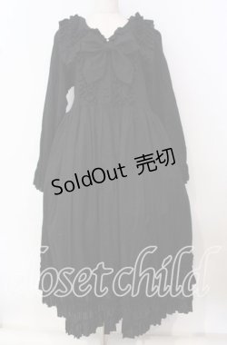 画像1: Physical Drop / 大衿フリルワンピース  黒・からみ生地 O-25-09-23-089-LO-OP-OW-OS