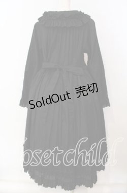 画像4: Physical Drop / 大衿フリルワンピース  黒・からみ生地 O-25-09-23-089-LO-OP-OW-OS