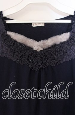 画像2: axes femme / ファー使いインナーカットソー M ネイビー O-25-09-23-099-AX-TO-OW-OS