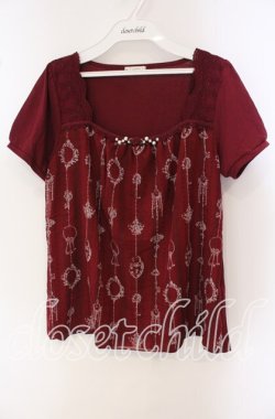 画像1: axes femme / アンティーク柄チュニ M ワイン O-25-09-23-101-AX-TO-OW-OS